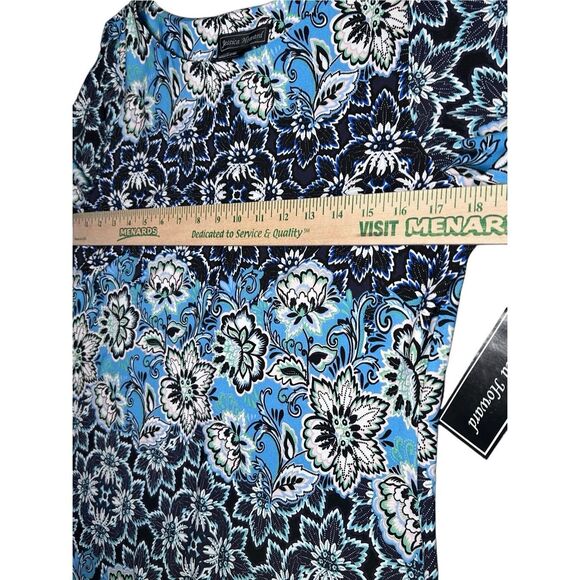 Jessica Howard Blue White Floral Border Print Sheath Dress Women’s Size 10 - Picture 4 of 10